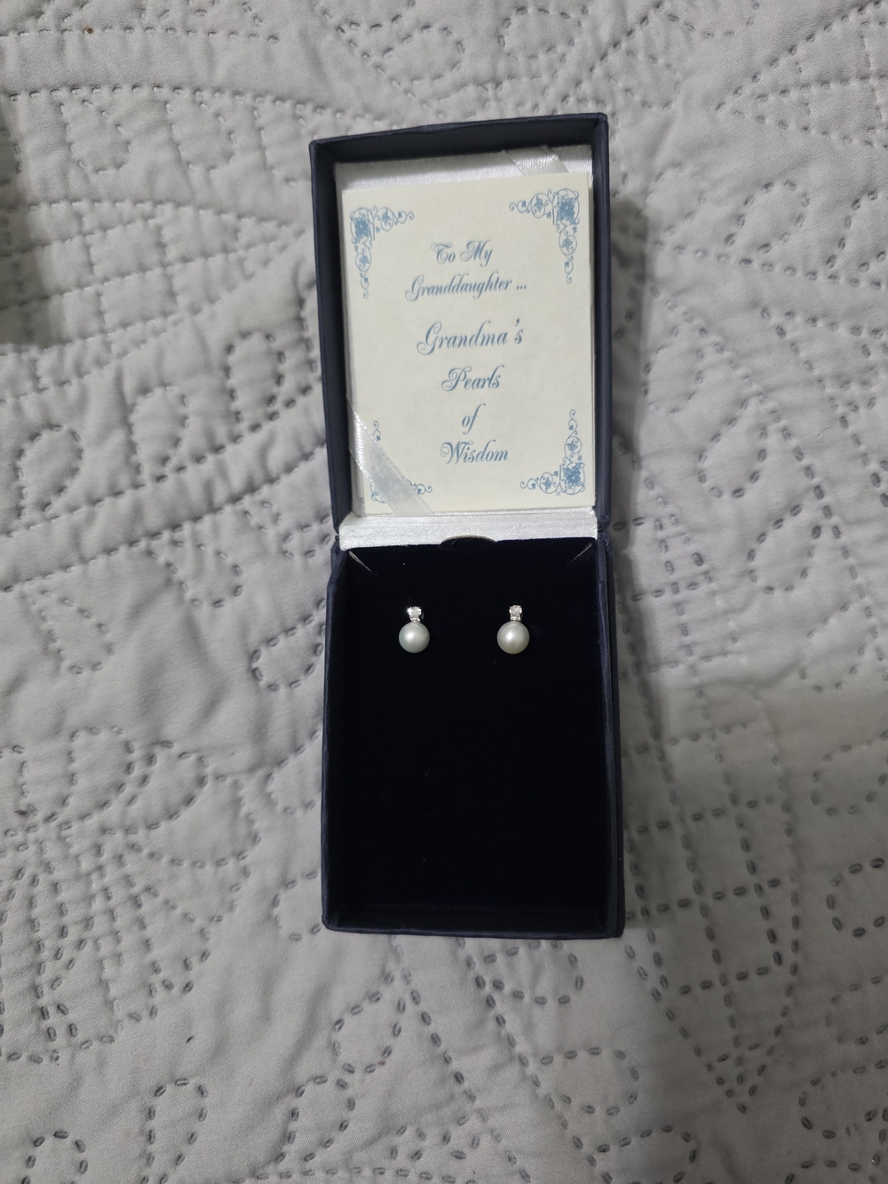 Pearl Drop Stud Earrings - White Pearl